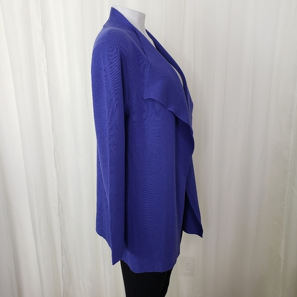 Eileen Fisher silk/cotton blue open front cardigan sweater size medium - Picture 6 of 9